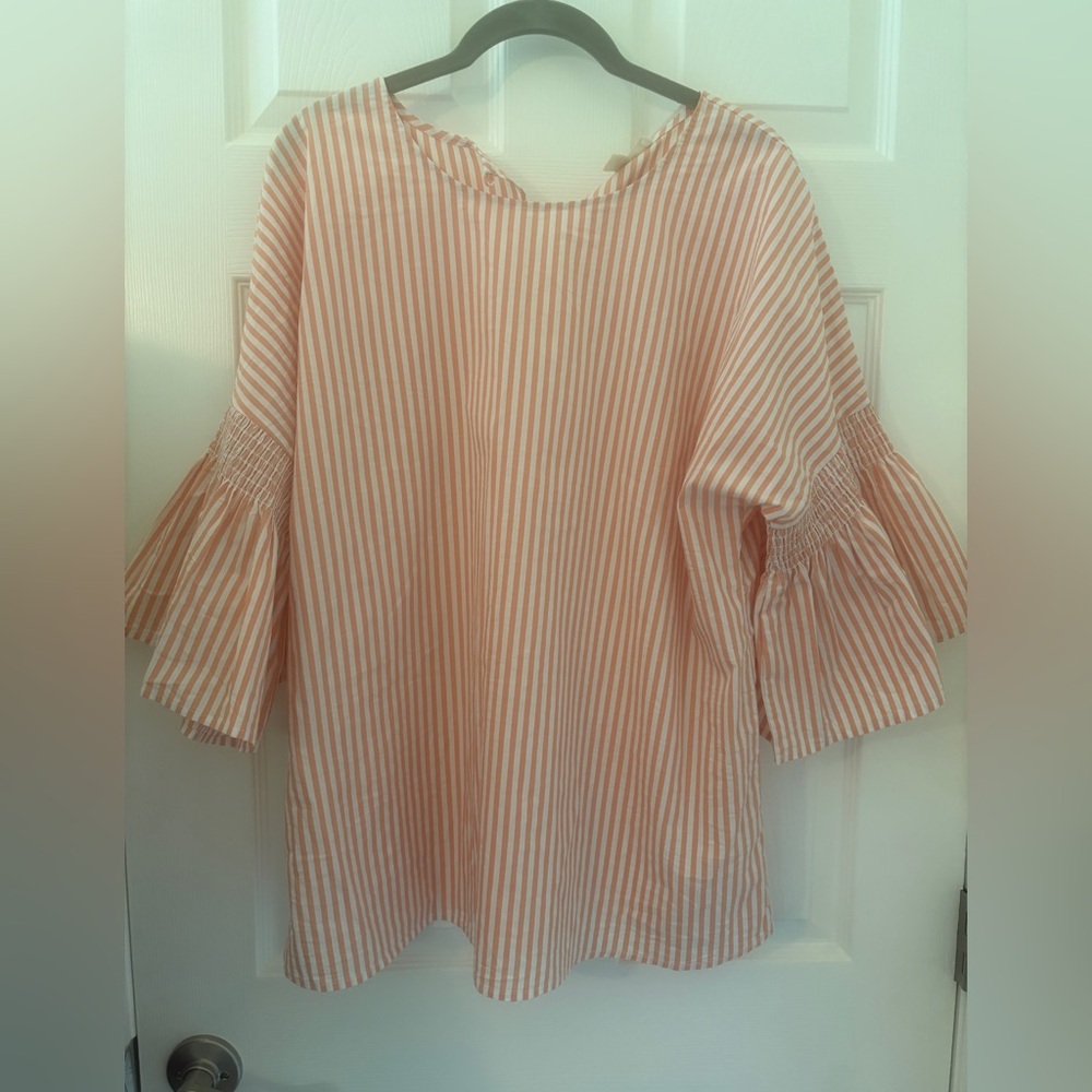 EUC, Como Blu, Elegant Pink Striped Women's Blouse